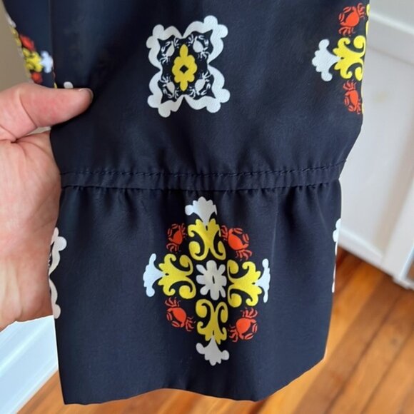 👗 Crown & Ivy Dress Navy Design Lined Dress size 12P white yellow Buttons crown - Picture 11 of 12